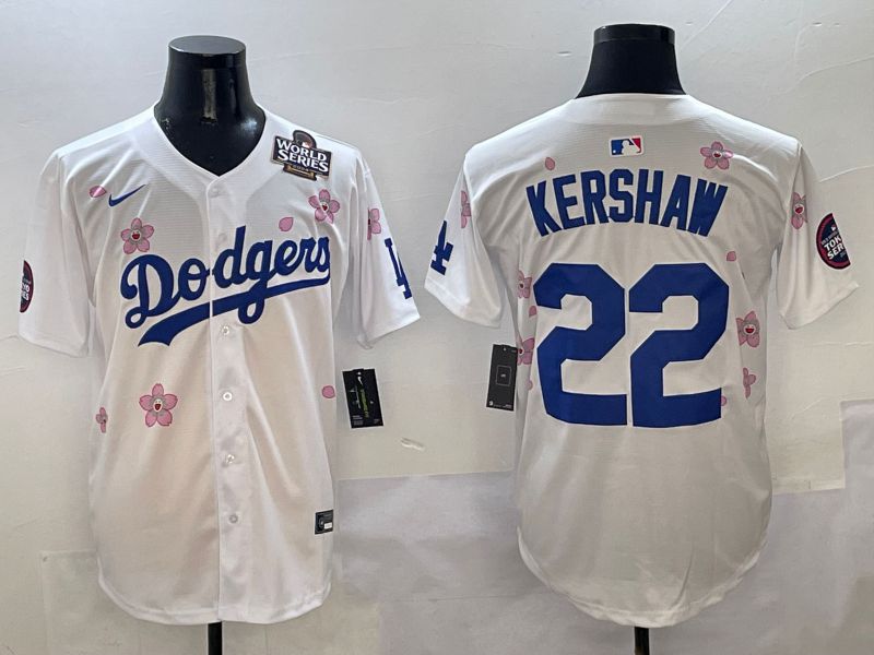 Men Los Angeles Dodgers 22 Kershaw White Sakura Edition 2025 Nike MLB Jersey style 6